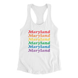 Maryland Pride Women's Racerback Tank-White-Allegiant Goods Co. Vintage Sports Apparel