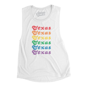 Texas Pride Women's Flowey Scoopneck Muscle Tank-White-Allegiant Goods Co. Vintage Sports Apparel
