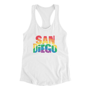 San Diego California Pride Women's Racerback Tank-White-Allegiant Goods Co. Vintage Sports Apparel
