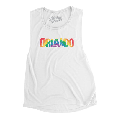 Orlando Florida Pride Women's Flowey Scoopneck Muscle Tank-White-Allegiant Goods Co. Vintage Sports Apparel