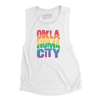 Oklahoma City Oklahoma Pride Women's Flowey Scoopneck Muscle Tank-Allegiant Goods Co. Vintage Sports Apparel