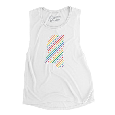 Mississippi Pride State Flowey Scoopneck Muscle Tank-White-Allegiant Goods Co. Vintage Sports Apparel