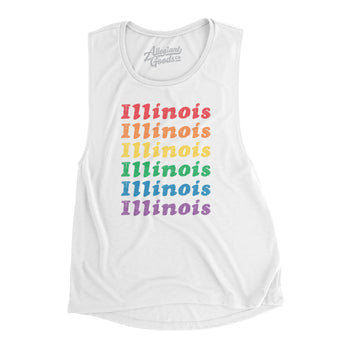 Illinois Pride Women's Flowey Scoopneck Muscle Tank-Allegiant Goods Co. Vintage Sports Apparel