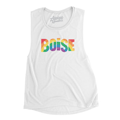 Boise Idaho Pride Women's Flowey Scoopneck Muscle Tank-White-Allegiant Goods Co. Vintage Sports Apparel