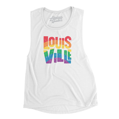 Louisville Kentucky Pride Women's Flowey Scoopneck Muscle Tank-White-Allegiant Goods Co. Vintage Sports Apparel