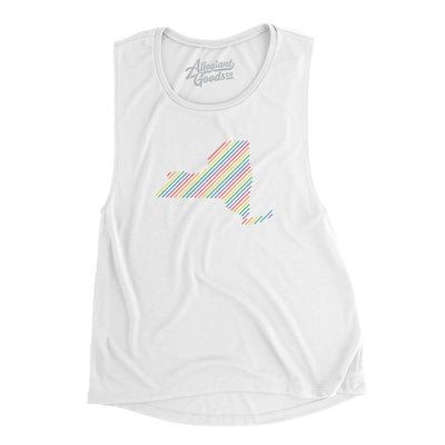 New York Pride State Flowey Scoopneck Muscle Tank-White-Allegiant Goods Co. Vintage Sports Apparel