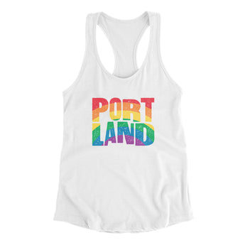 Portland Oregon Pride Women's Racerback Tank-White-Allegiant Goods Co. Vintage Sports Apparel