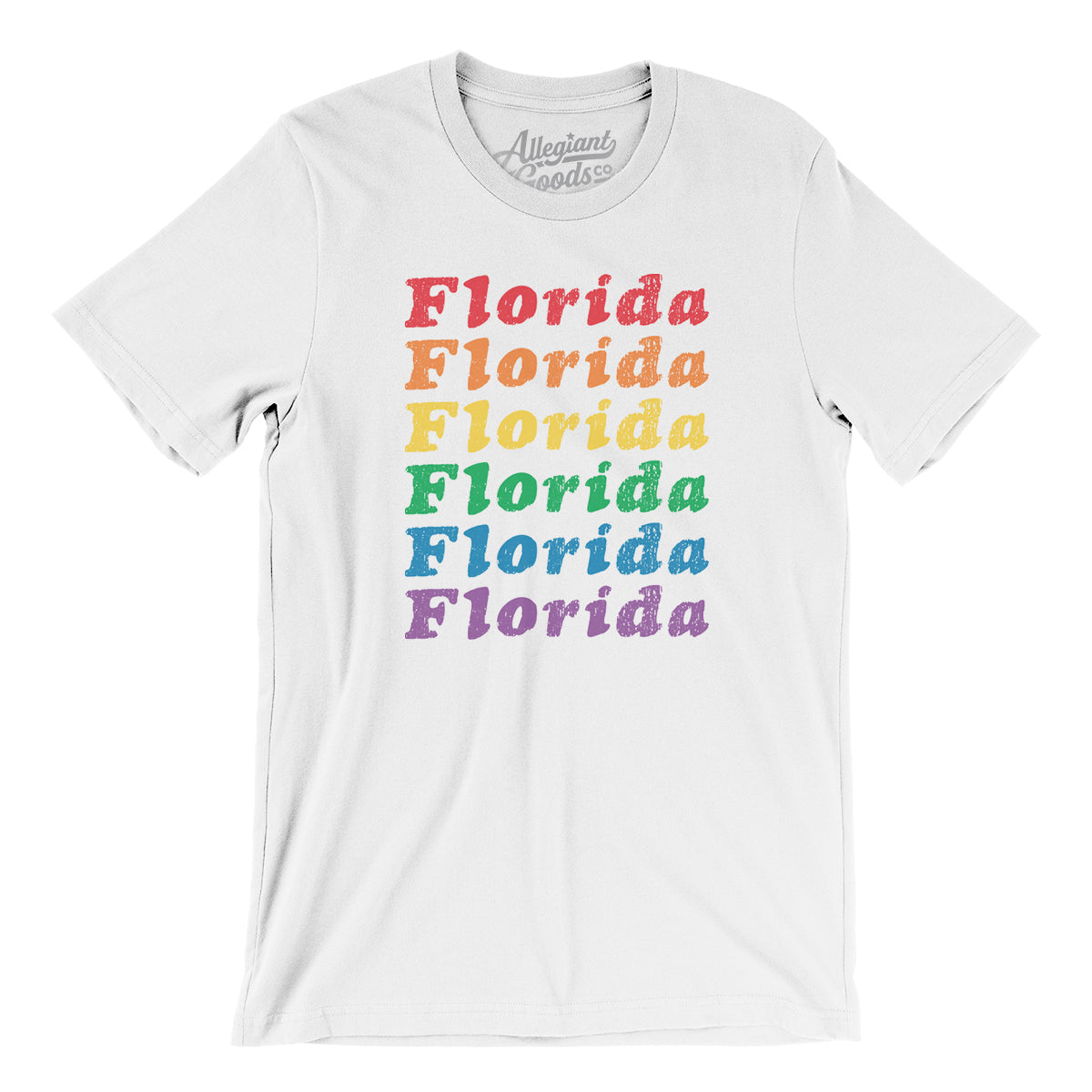 Florida Pride Men/Unisex T-Shirt-White-Allegiant Goods Co. Vintage Sports Apparel