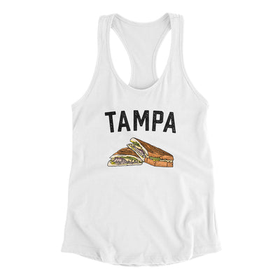 Tampa Cuban Sandwich Women's Racerback Tank-White-Allegiant Goods Co. Vintage Sports Apparel
