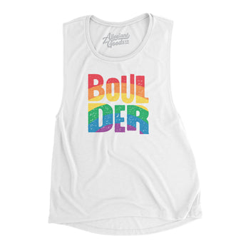 Boulder Colorado Pride Women's Flowey Scoopneck Muscle Tank-Allegiant Goods Co. Vintage Sports Apparel