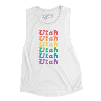 Utah Pride Women's Flowey Scoopneck Muscle Tank-White-Allegiant Goods Co. Vintage Sports Apparel