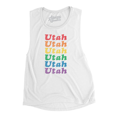 Utah Pride Women's Flowey Scoopneck Muscle Tank-White-Allegiant Goods Co. Vintage Sports Apparel