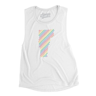 Vermont Pride State Flowey Scoopneck Muscle Tank-White-Allegiant Goods Co. Vintage Sports Apparel