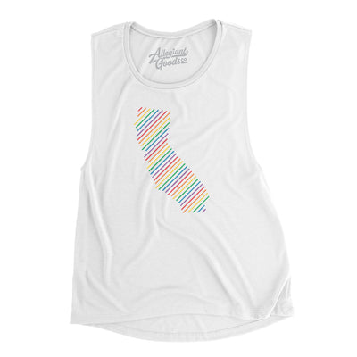 California Pride State Flowey Scoopneck Muscle Tank-Black-Allegiant Goods Co. Vintage Sports Apparel