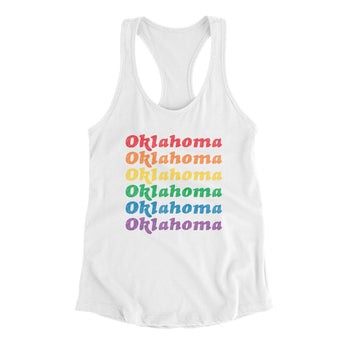 Oklahoma Pride Women's Racerback Tank-White-Allegiant Goods Co. Vintage Sports Apparel