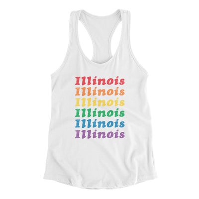 Illinois Pride Women's Racerback Tank-White-Allegiant Goods Co. Vintage Sports Apparel