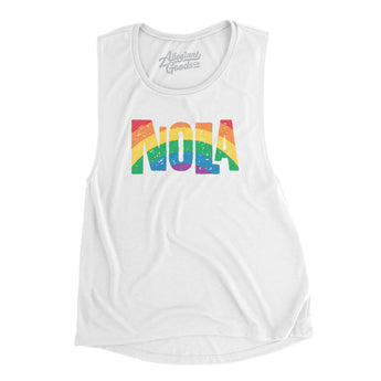 New Orleans Louisiana Pride Women's Flowey Scoopneck Muscle Tank-White-Allegiant Goods Co. Vintage Sports Apparel