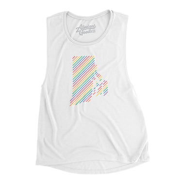 Rhode Island Pride State Flowey Scoopneck Muscle Tank-White-Allegiant Goods Co. Vintage Sports Apparel