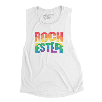 Rochester New York Pride Women's Flowey Scoopneck Muscle Tank-White-Allegiant Goods Co. Vintage Sports Apparel