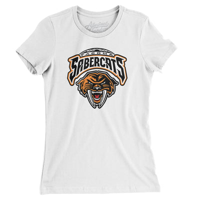 Tacoma Sabercats Hockey Women's T-Shirt-White-Allegiant Goods Co. Vintage Sports Apparel