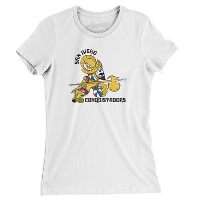 San Diego Conquistadors Women's T-Shirt-White-Allegiant Goods Co. Vintage Sports Apparel