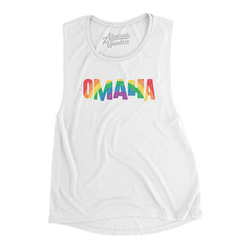 Omaha Nebraksa Pride Women's Flowey Scoopneck Muscle Tank-White-Allegiant Goods Co. Vintage Sports Apparel