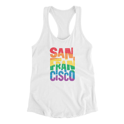 San Francisco California Pride Women's Racerback Tank-White-Allegiant Goods Co. Vintage Sports Apparel