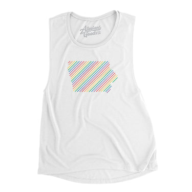 Iowa Pride State Flowey Scoopneck Muscle Tank-White-Allegiant Goods Co. Vintage Sports Apparel