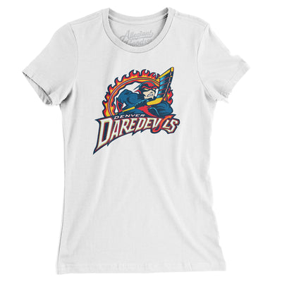 Denver Daredevils Roller Hockey Women's T-Shirt-White-Allegiant Goods Co. Vintage Sports Apparel