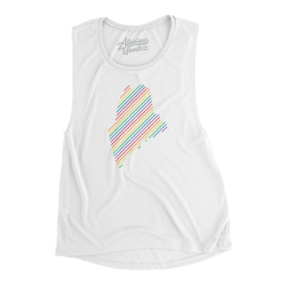 Maine Pride State Flowey Scoopneck Muscle Tank-White-Allegiant Goods Co. Vintage Sports Apparel