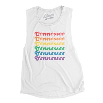 Tennessee Pride Women's Flowey Scoopneck Muscle Tank-White-Allegiant Goods Co. Vintage Sports Apparel