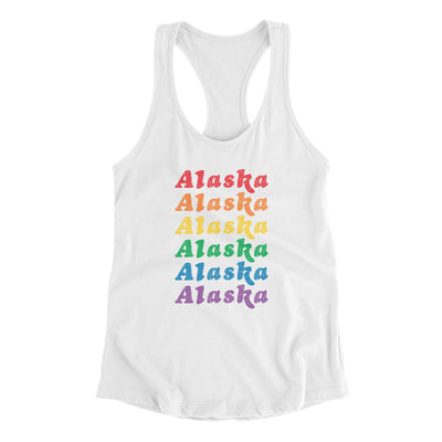 Alaska Pride Women's Racerback Tank-White-Allegiant Goods Co. Vintage Sports Apparel