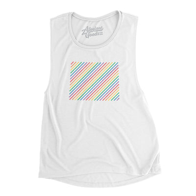 Wyoming Pride State Flowey Scoopneck Muscle Tank-White-Allegiant Goods Co. Vintage Sports Apparel