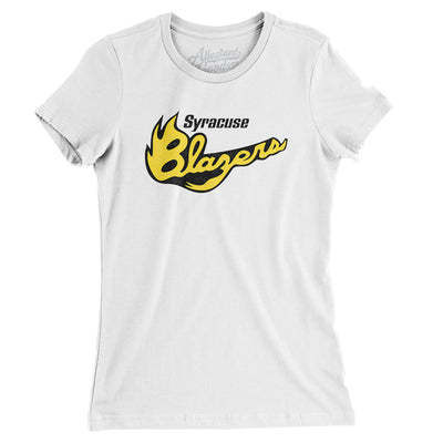 Syracuse Blazers Hockey Women's T-Shirt-White-Allegiant Goods Co. Vintage Sports Apparel