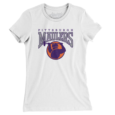 Pittsburgh Maulers Football Women's T-Shirt-White-Allegiant Goods Co. Vintage Sports Apparel