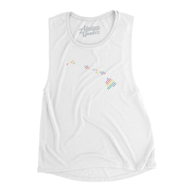 Hawaii Pride State Flowey Scoopneck Muscle Tank-White-Allegiant Goods Co. Vintage Sports Apparel