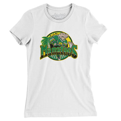 Miami Manatees Hockey Women's T-Shirt-White-Allegiant Goods Co. Vintage Sports Apparel