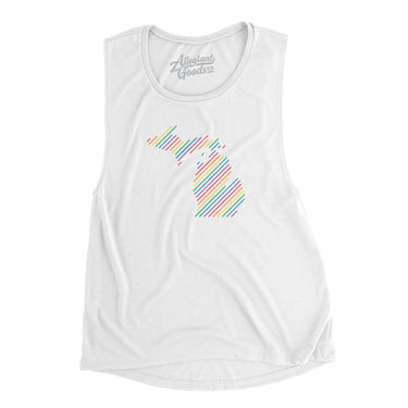 Michigan Pride State Flowey Scoopneck Muscle Tank-Allegiant Goods Co. Vintage Sports Apparel