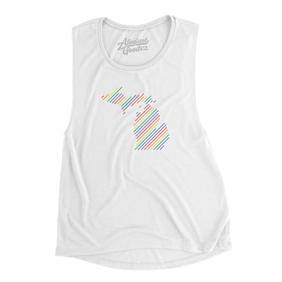 Michigan Pride State Flowey Scoopneck Muscle Tank-White-Allegiant Goods Co. Vintage Sports Apparel