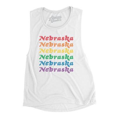 Nebraska Pride Women's Flowey Scoopneck Muscle Tank-White-Allegiant Goods Co. Vintage Sports Apparel