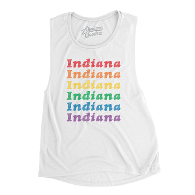 Indiana Pride Women's Flowey Scoopneck Muscle Tank-White-Allegiant Goods Co. Vintage Sports Apparel