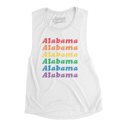 Alabama Pride Women's Flowey Scoopneck Muscle Tank-White-Allegiant Goods Co. Vintage Sports Apparel
