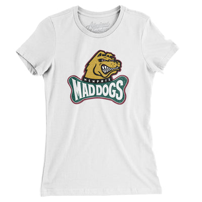 Memphis Mad Dogs Football Women's T-Shirt-White-Allegiant Goods Co. Vintage Sports Apparel