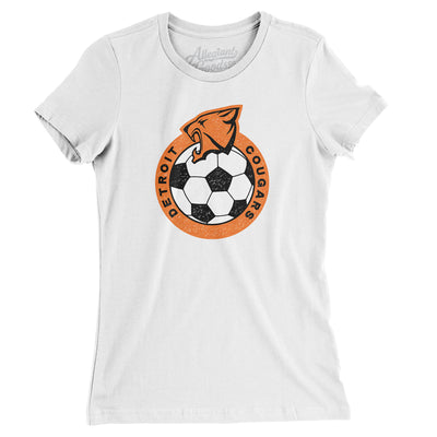 Detroit Cougars Soccer Women's T-Shirt-White-Allegiant Goods Co. Vintage Sports Apparel