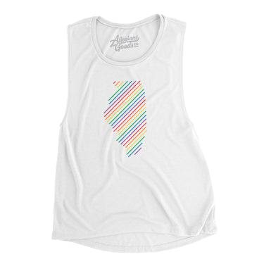 Illinois Pride State Flowey Scoopneck Muscle Tank-White-Allegiant Goods Co. Vintage Sports Apparel