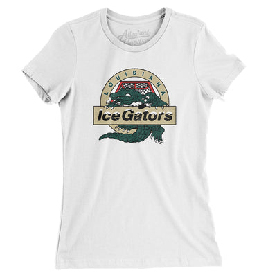 Louisiana Ice Gators Defunct Hockey Women's T-Shirt-White-Allegiant Goods Co. Vintage Sports Apparel