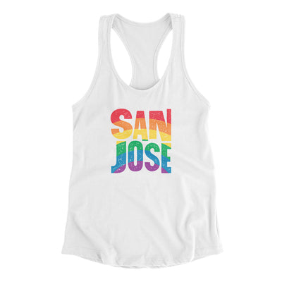 San Jose California Pride Women's Racerback Tank-White-Allegiant Goods Co. Vintage Sports Apparel
