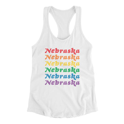 Nebraska Pride Women's Racerback Tank-White-Allegiant Goods Co. Vintage Sports Apparel