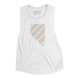 Nevada Pride State Flowey Scoopneck Muscle Tank-White-Allegiant Goods Co. Vintage Sports Apparel