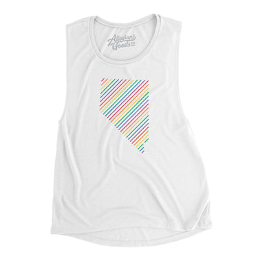 Nevada Pride State Flowey Scoopneck Muscle Tank-White-Allegiant Goods Co. Vintage Sports Apparel